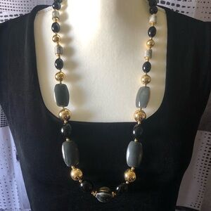 Elegant Black and Gold Beaded Necklace